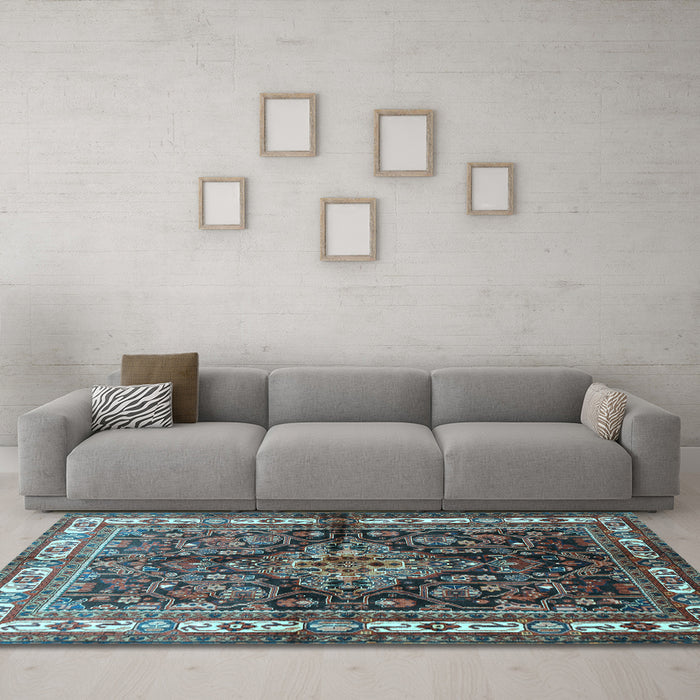 Machine Washable Persian Light Blue Traditional Rug in a Living Room, wshtr321lblu