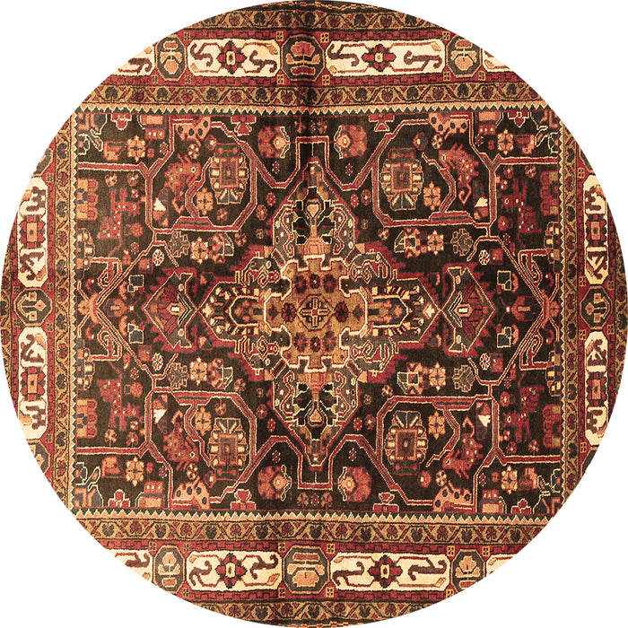 Round Persian Brown Traditional Rug, tr321brn
