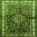 Round Machine Washable Persian Green Traditional Area Rugs, wshtr321grn