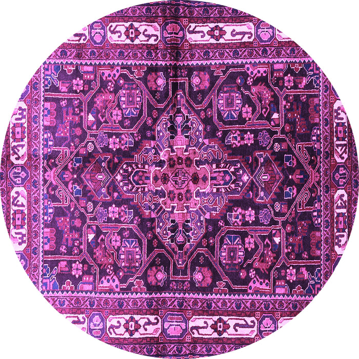Round Persian Purple Traditional Rug, tr321pur