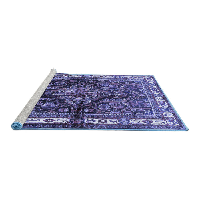 Sideview of Machine Washable Persian Blue Traditional Rug, wshtr321blu