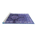 Sideview of Machine Washable Persian Blue Traditional Rug, wshtr321blu