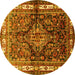 Round Machine Washable Persian Yellow Traditional Rug, wshtr321yw