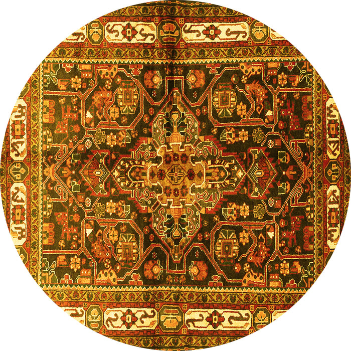 Round Persian Yellow Traditional Rug, tr321yw