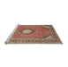 Sideview of Machine Washable Traditional Brown Red Rug, wshtr322