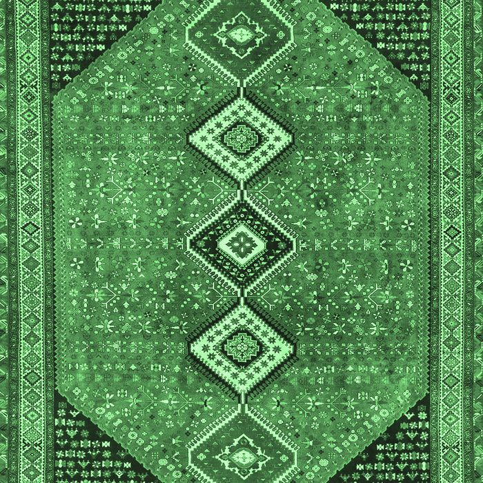Machine Washable Persian Emerald Green Traditional Area Rugs, wshtr3220emgrn
