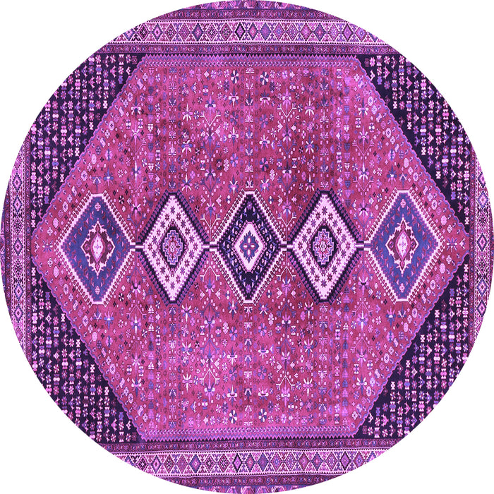 Round Machine Washable Persian Purple Traditional Area Rugs, wshtr3220pur