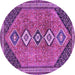 Round Machine Washable Persian Purple Traditional Area Rugs, wshtr3220pur