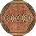 Round Machine Washable Persian Brown Traditional Rug, wshtr3220brn