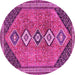 Round Machine Washable Persian Pink Traditional Rug, wshtr3220pnk