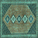 Square Machine Washable Persian Turquoise Traditional Area Rugs, wshtr3220turq