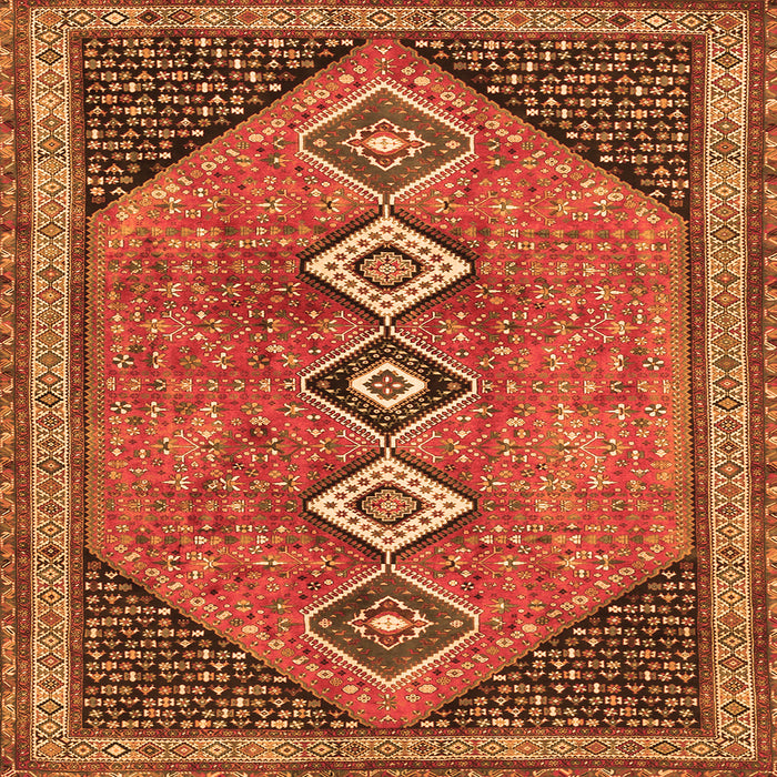 Round Machine Washable Persian Orange Traditional Area Rugs, wshtr3220org