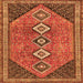 Round Machine Washable Persian Orange Traditional Area Rugs, wshtr3220org