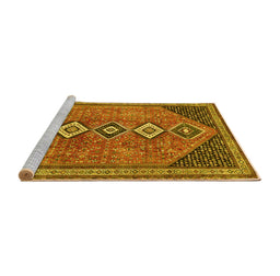Sideview of Machine Washable Persian Yellow Traditional Rug, wshtr3220yw