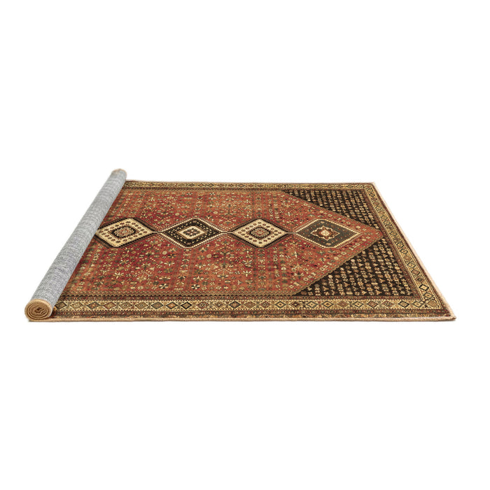 Sideview of Machine Washable Persian Brown Traditional Rug, wshtr3220brn