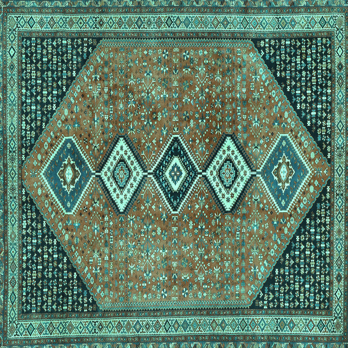 Square Persian Turquoise Traditional Rug, tr3220turq