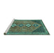 Sideview of Machine Washable Persian Turquoise Traditional Area Rugs, wshtr3220turq