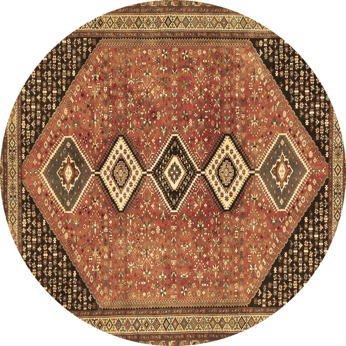 Round Persian Brown Traditional Rug, tr3220brn