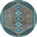 Round Persian Light Blue Traditional Rug, tr3220lblu