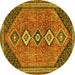 Round Persian Yellow Traditional Rug, tr3220yw