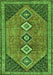 Serging Thickness of Machine Washable Persian Green Traditional Area Rugs, wshtr3220grn