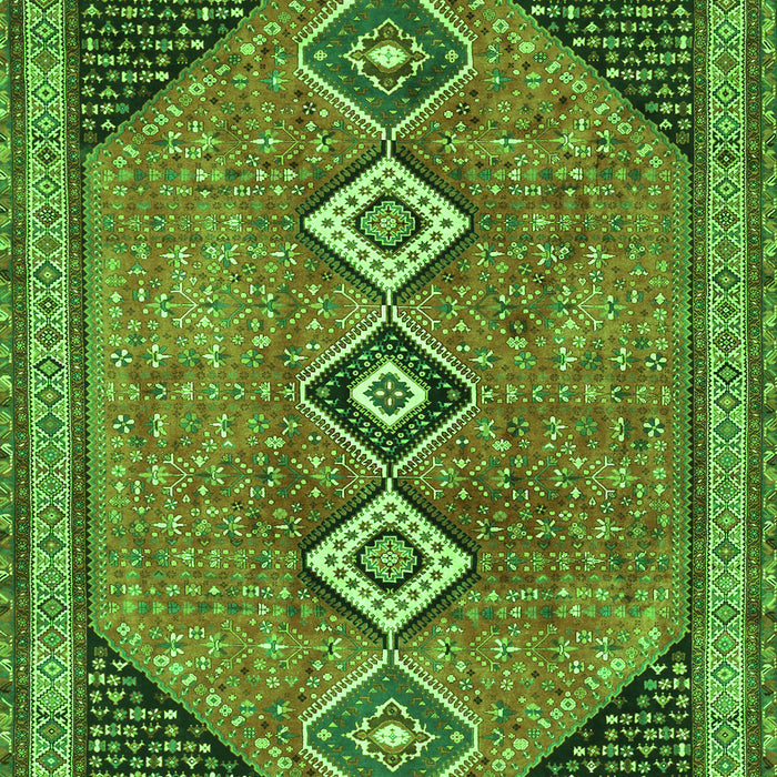 Serging Thickness of Machine Washable Persian Green Traditional Area Rugs, wshtr3220grn