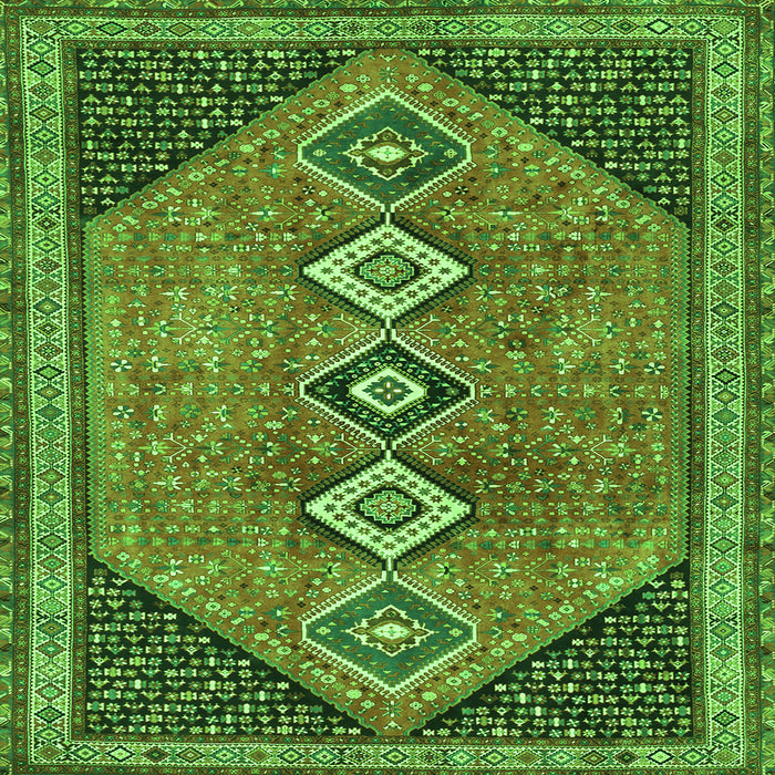 Round Machine Washable Persian Green Traditional Area Rugs, wshtr3220grn