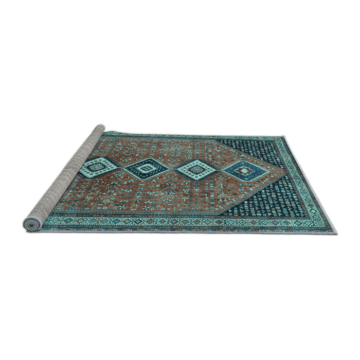 Sideview of Machine Washable Persian Light Blue Traditional Rug, wshtr3220lblu