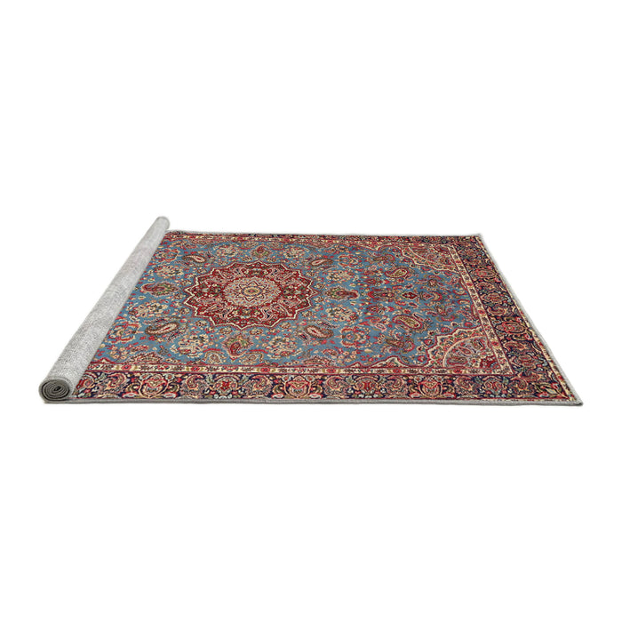 Sideview of Machine Washable Traditional Brown Red Rug, wshtr3221