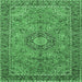 Square Medallion Emerald Green Traditional Rug, tr3221emgrn