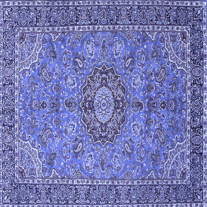 Square Machine Washable Medallion Blue Traditional Rug, wshtr3221blu