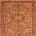 Serging Thickness of Medallion Orange Traditional Rug, tr3221org