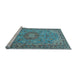 Sideview of Machine Washable Medallion Light Blue Traditional Rug, wshtr3221lblu