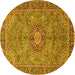 Round Medallion Yellow Traditional Rug, tr3221yw