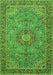 Serging Thickness of Machine Washable Medallion Green Traditional Area Rugs, wshtr3221grn