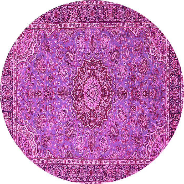 Round Medallion Pink Traditional Rug, tr3221pnk