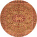 Square Medallion Orange Traditional Rug, tr3221org