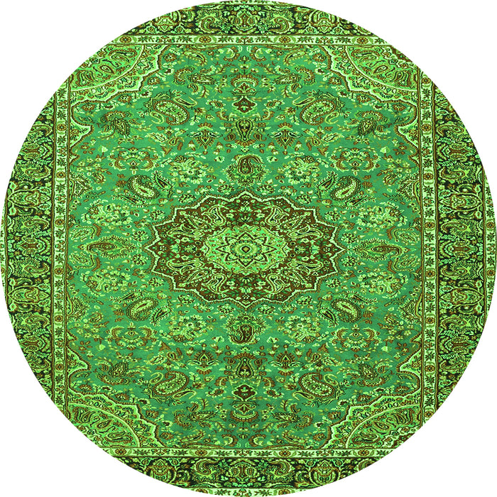 Square Medallion Green Traditional Rug, tr3221grn