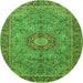 Square Medallion Green Traditional Rug, tr3221grn