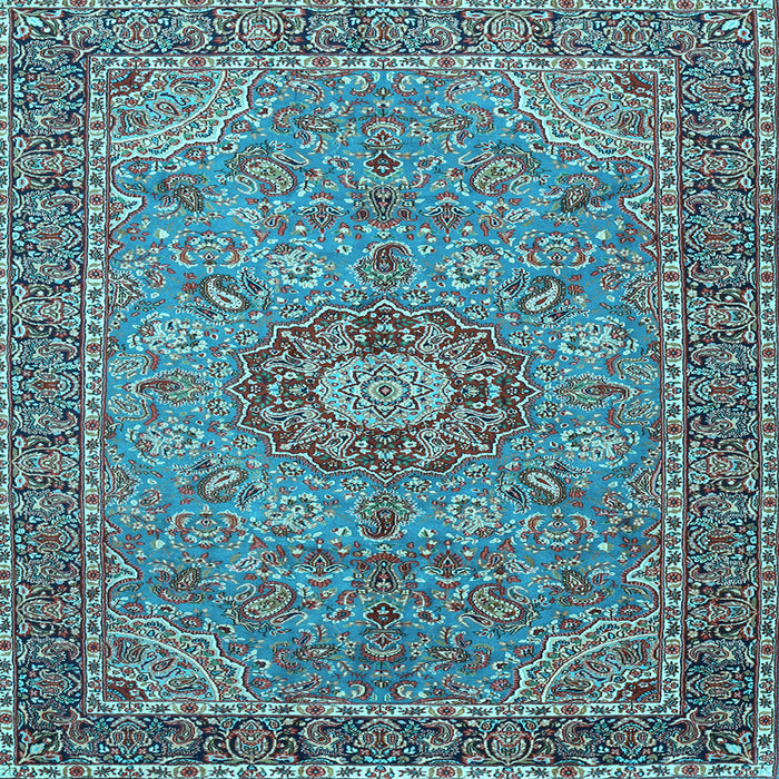 Square Medallion Light Blue Traditional Rug, tr3221lblu