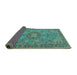 Sideview of Medallion Turquoise Traditional Rug, tr3221turq