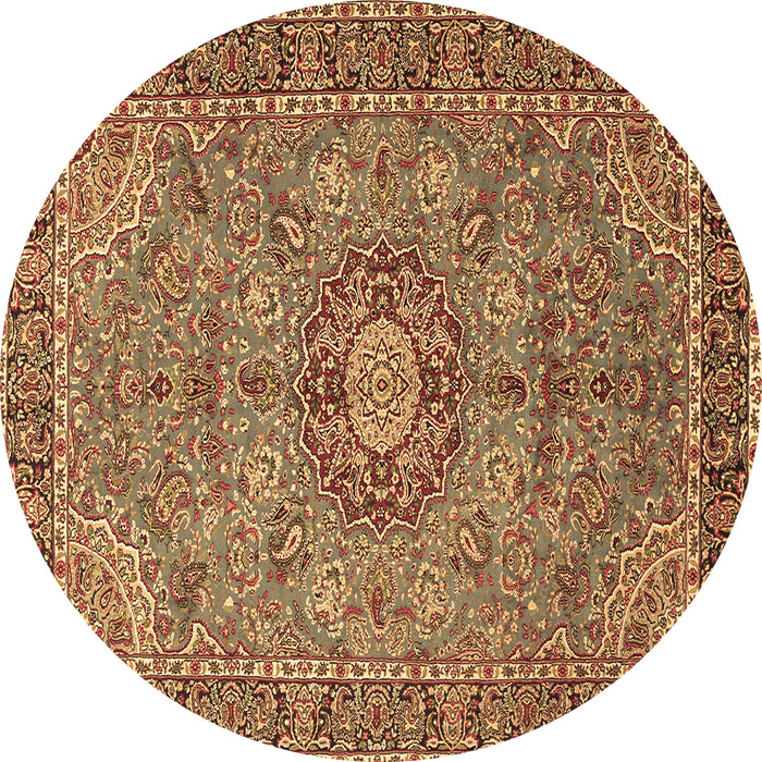 Round Medallion Brown Traditional Rug, tr3221brn