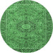 Round Medallion Emerald Green Traditional Rug, tr3221emgrn