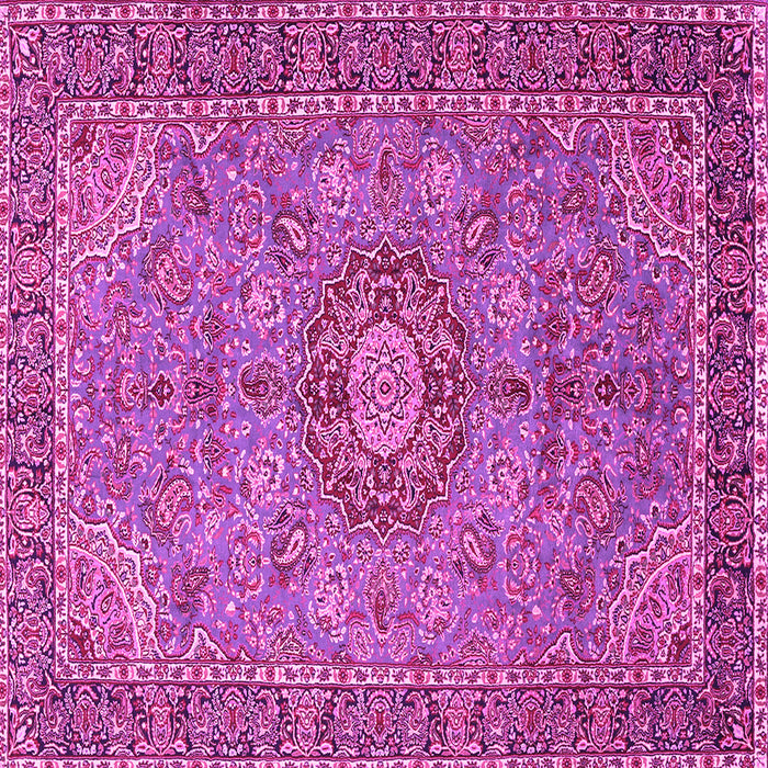Square Machine Washable Medallion Pink Traditional Rug, wshtr3221pnk