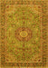 Machine Washable Medallion Yellow Traditional Rug, wshtr3221yw