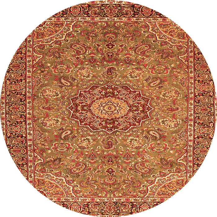 Machine Washable Medallion Orange Traditional Area Rugs, wshtr3221org
