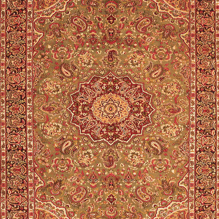 Serging Thickness of Machine Washable Medallion Orange Traditional Area Rugs, wshtr3221org