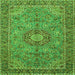 Round Machine Washable Medallion Green Traditional Area Rugs, wshtr3221grn