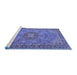 Sideview of Machine Washable Medallion Blue Traditional Rug, wshtr3221blu