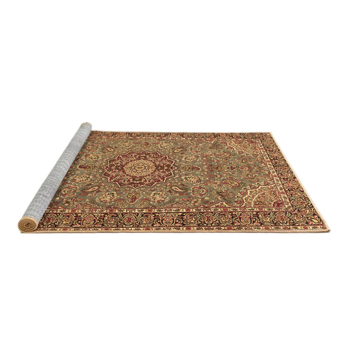 Sideview of Machine Washable Medallion Brown Traditional Rug, wshtr3221brn